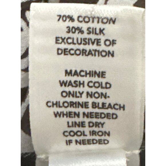 Ann Taylor Loft Large Brown White Silk Cotton Floral Blouse Romantic City Chic - Picture 8 of 12